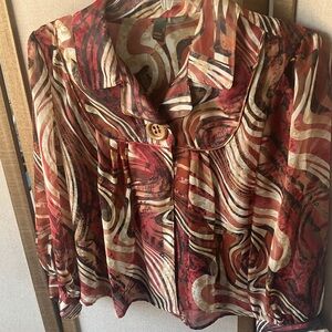 FINAL MARKDOWN Sere nade Abstract Swirl single button sheer cover up large